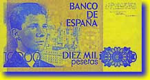 Banconota da 10000 pesetas (verso)