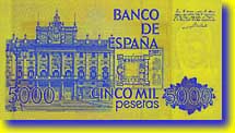 5000 pesetu banknote reversā