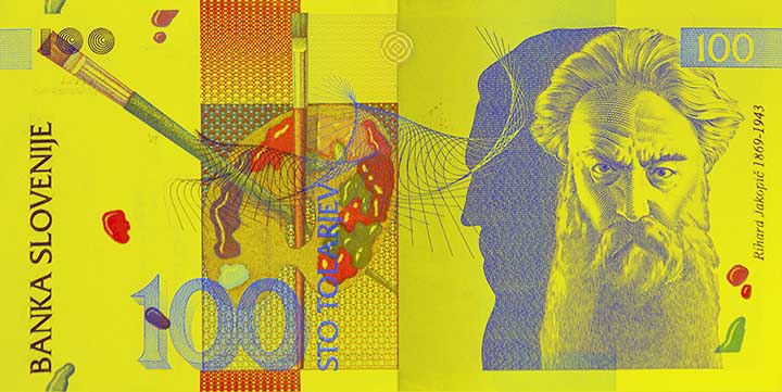 100 Slovenian tolar banknote frontside 100 Slovenian tolar banknote frontside