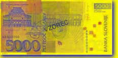 5,000 Slovenian tolar banknote backside 5,000 Slovenian tolar banknote backside